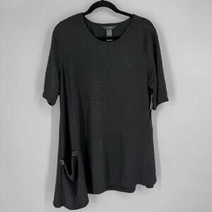 Ali Miles top Women’s large L black textured tunic oversized artsy workwear
